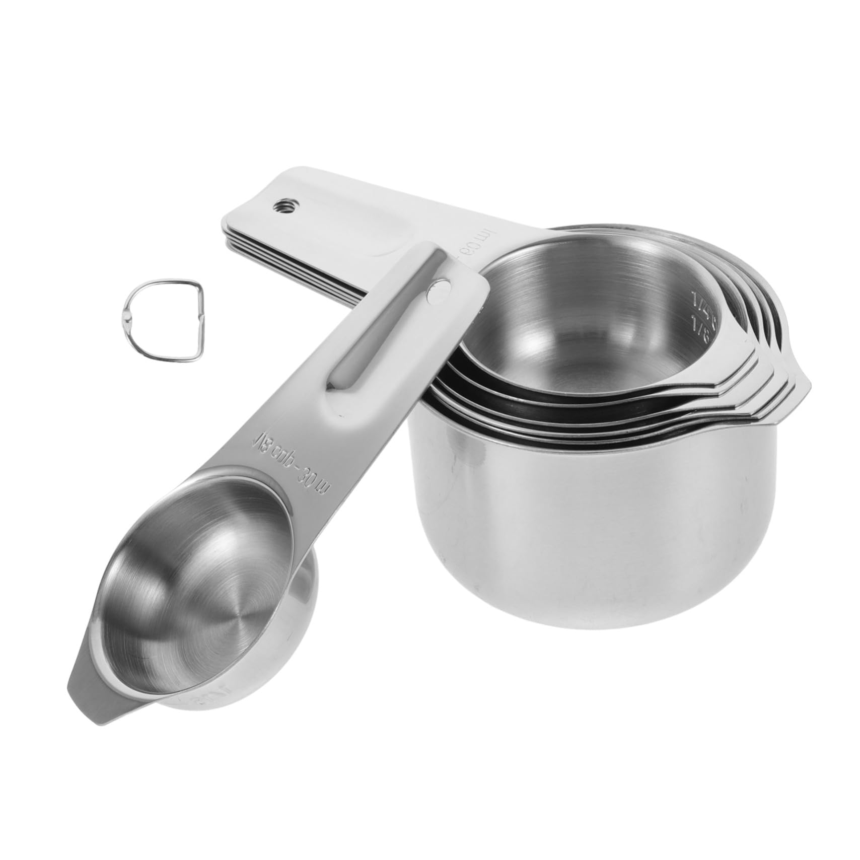 Ipetboom Misurini in Acciaio Inox con Bilancia Misurini da Cucina per Cottura Misurazione di Ingredienti con Design Impilabile per Spazio
