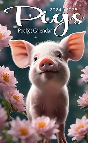 Pigs Pocket Calendar 2024-2025 Small 2-Years Monthly Planner - Stylish,compact and easy to carry measure 4*6.5 inches