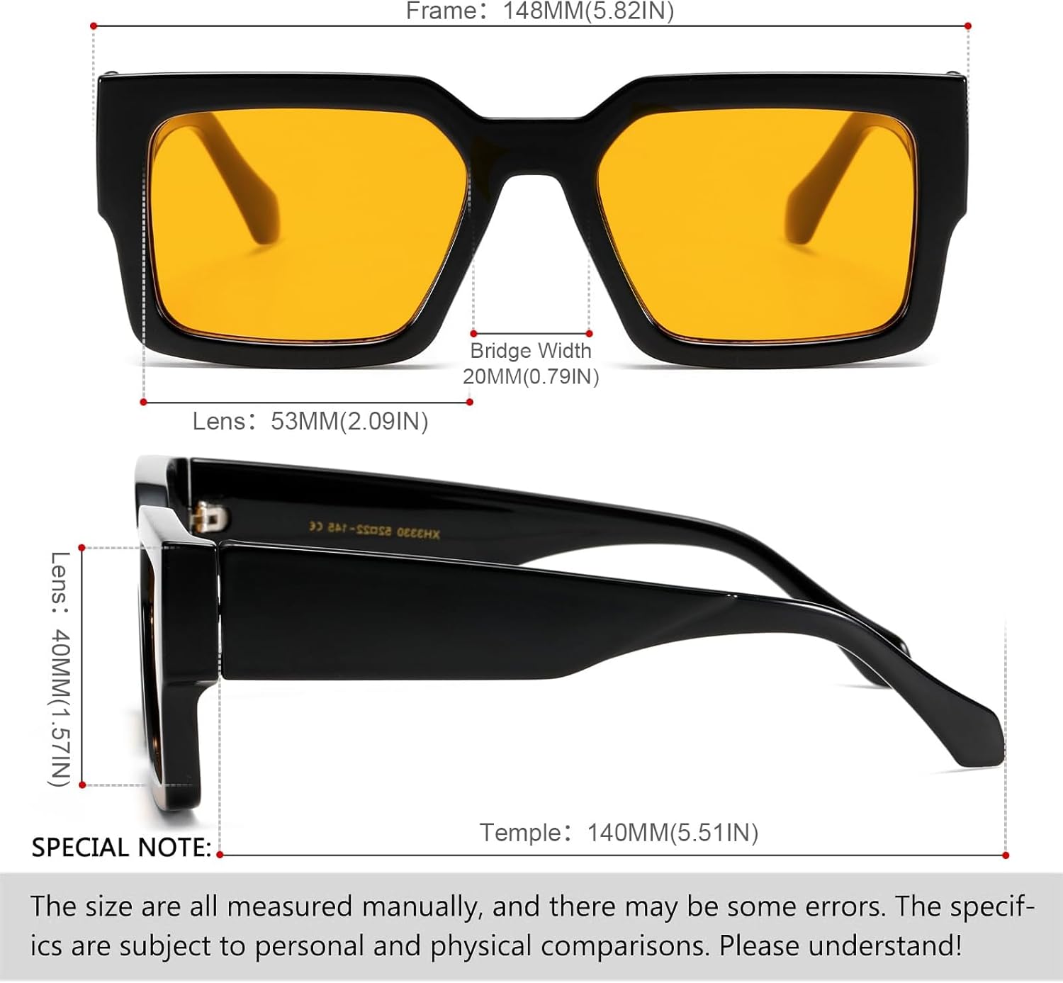 LIXX Retro Thick Rectangle Sunglasses for Men Women Polarized Lens Trendy Nerd Style Frame Designer Sunglasses - Image 3