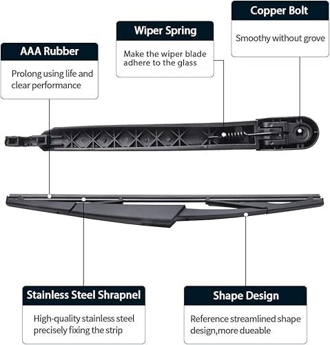 Miniatura 2 de MIKKUPPA - Escobilla de brazo del limpiaparabrisas trasero, para Kia Sedona 2006-2014, repuesto del conjunto del limpiaparabrisas trasero, ventana