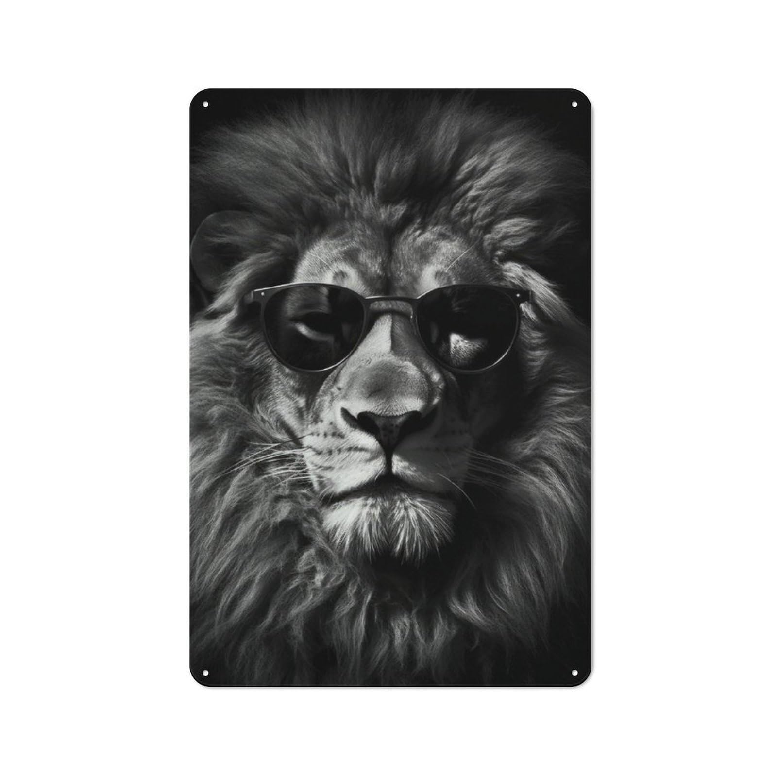Junmoney Lion Sunglasses Vintage Tin Sign 30X20cm With For Garage Wall, Suited To People Furnishing A Garage