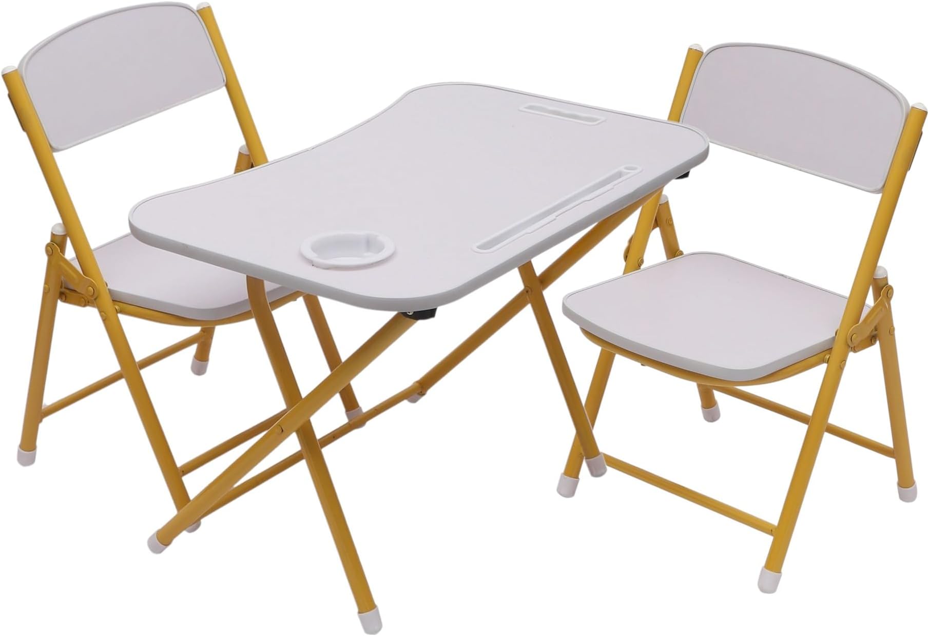 The Tickle Toe Kids Foldable Table and Chair Set (2-5 Years) - 1 Table + 2 Chairs, MDF with Metal Frame, Made in India, Table: 59L X 39W X 44H Cm; Chair: 28L X 28W X 54H Cm, Age 2-5 Years, White