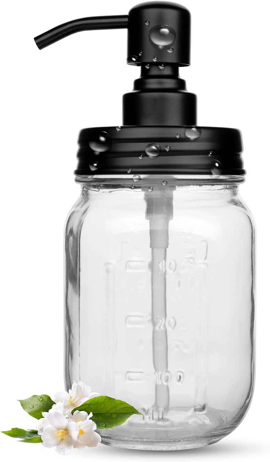 Simplicity 16 Oz Clear Glass Soap Dispenser with Rust Proof