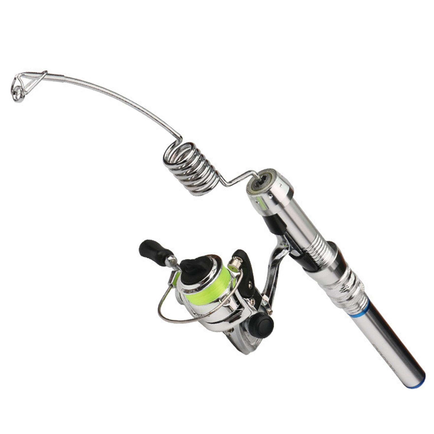 Yaoliucp Mini Fishing Rod Lightweight Portable All-Metal Elastic Mini Fishing Rod and Reel Rust-Resistant Non-Slip Pocket Fishing Rod for River Lake Ice Fishing, Mini Fishing Rod