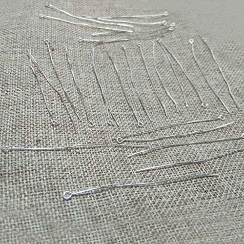 60MM or 2.3 inch silver plated eye pins beads making needles hook Crafts Jewelry materials supplie （Pack Of 200)