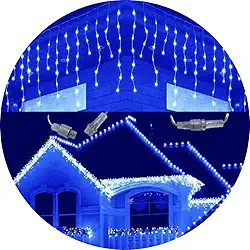 Cascata de LED 10 metros, 400 luzes, Cortina Multifunção ou Conector de Emendas, Enfeite Loja Shopping Casa Externo (Azul - 8 Funções, 127v - 10m)