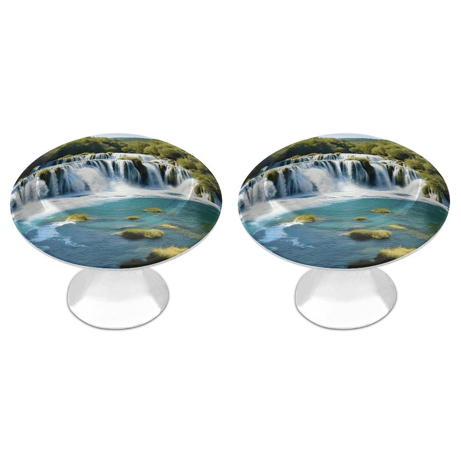 FekiLoot Waterfalls on Krka River Cabinet Knob Kitchen Drawer Knob Stainless Steel Round Drawer Pulls Modern Cabinet Hardware Vintage Dresser Drawer for Kitchen Bathroom Closet Dresser Cabinets