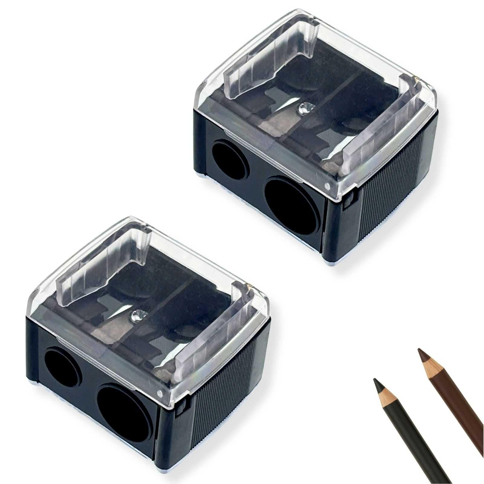 Sacapuntas Doble para Lápices Cosméticos, Sacapuntas Lápices de ojos, Herramientas de Maquillaje, Accesorios de Belleza, Afilador Profesional para Lápiz Labial y Cejas, Set de 2 Unidades