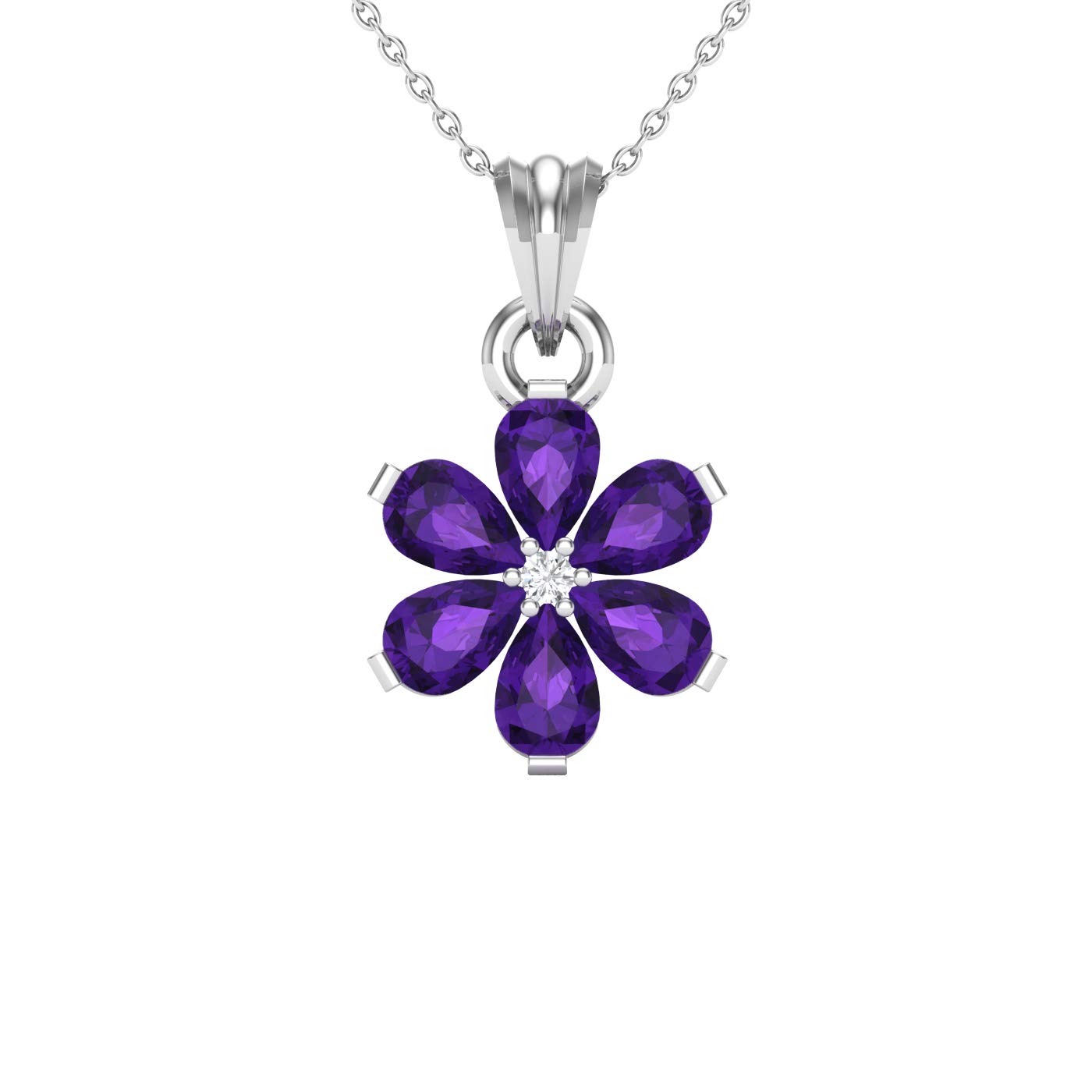 PEEN ZONE WE DELIVER THE ACTUAL JEWELRYPeenzone 925 Sterling Silver Round Shape Pear Shape Amethyst Prong Setting Locket Pendant Necklace