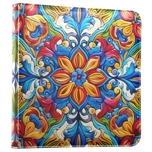FLildon Photo Album Self Adhesive DIY Scrapbook Album Mexican Tile Flowers 3 Ring Binders Photo Book 40 Pages 8x10 for Memory
