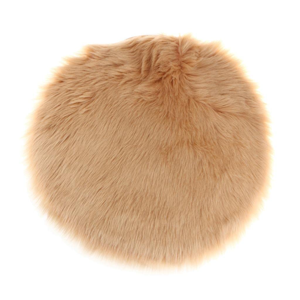 VMS INDIA Fluffy Faux Fur Seat Cushion Pad Artificial Sheepskin Mat Camel 35cm-image-24