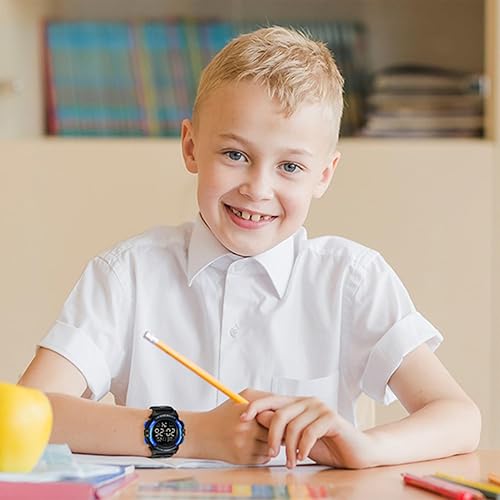 Miniatura 5 de Reloj para niños, reloj para niños de 3 a 15 años, reloj digital deportivo al aire libre, multifuncional, cronógrafo, LED, 50M impermeable, alarma,