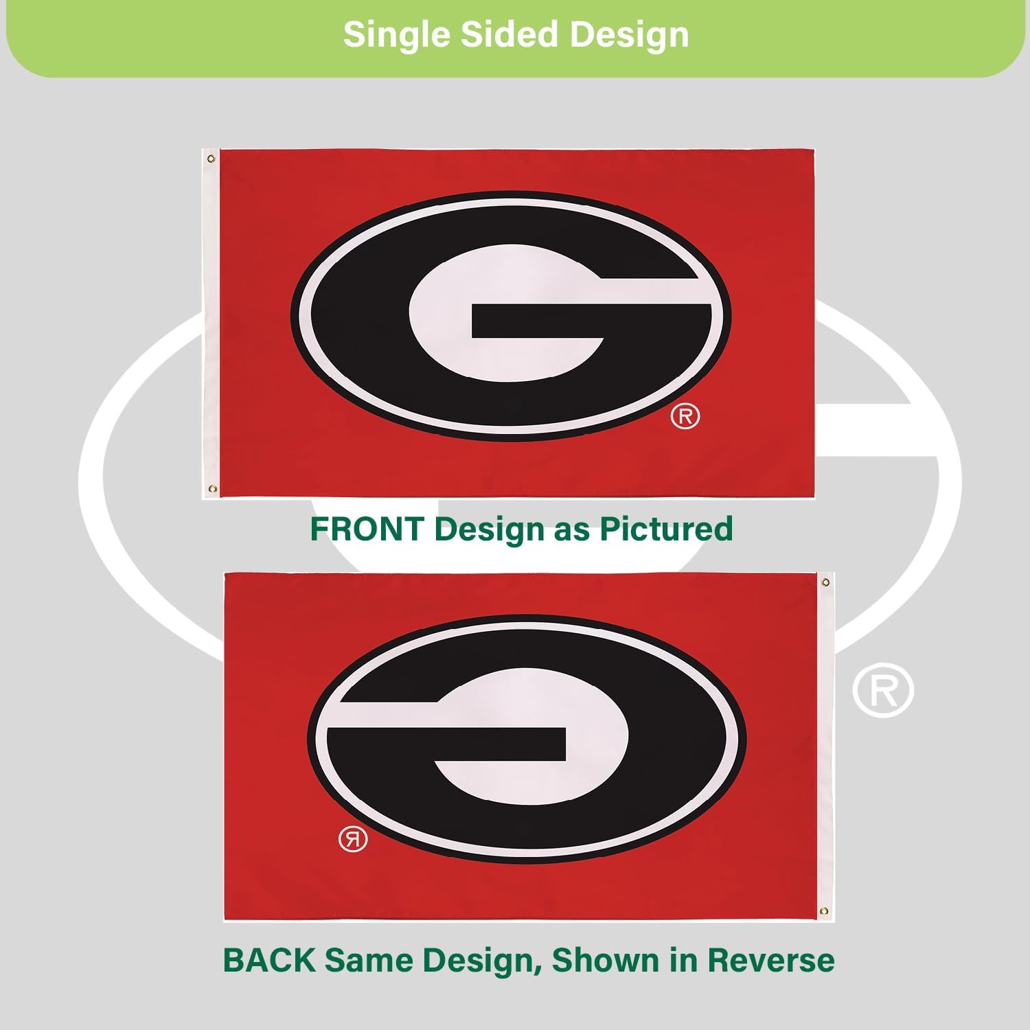NCAA University of Georgia Flag with Grommets, 3'x5' UGA Bulldogs Outdoor College Flags & Banners for Garden Patio Indoor Wall Décor - Image 4
