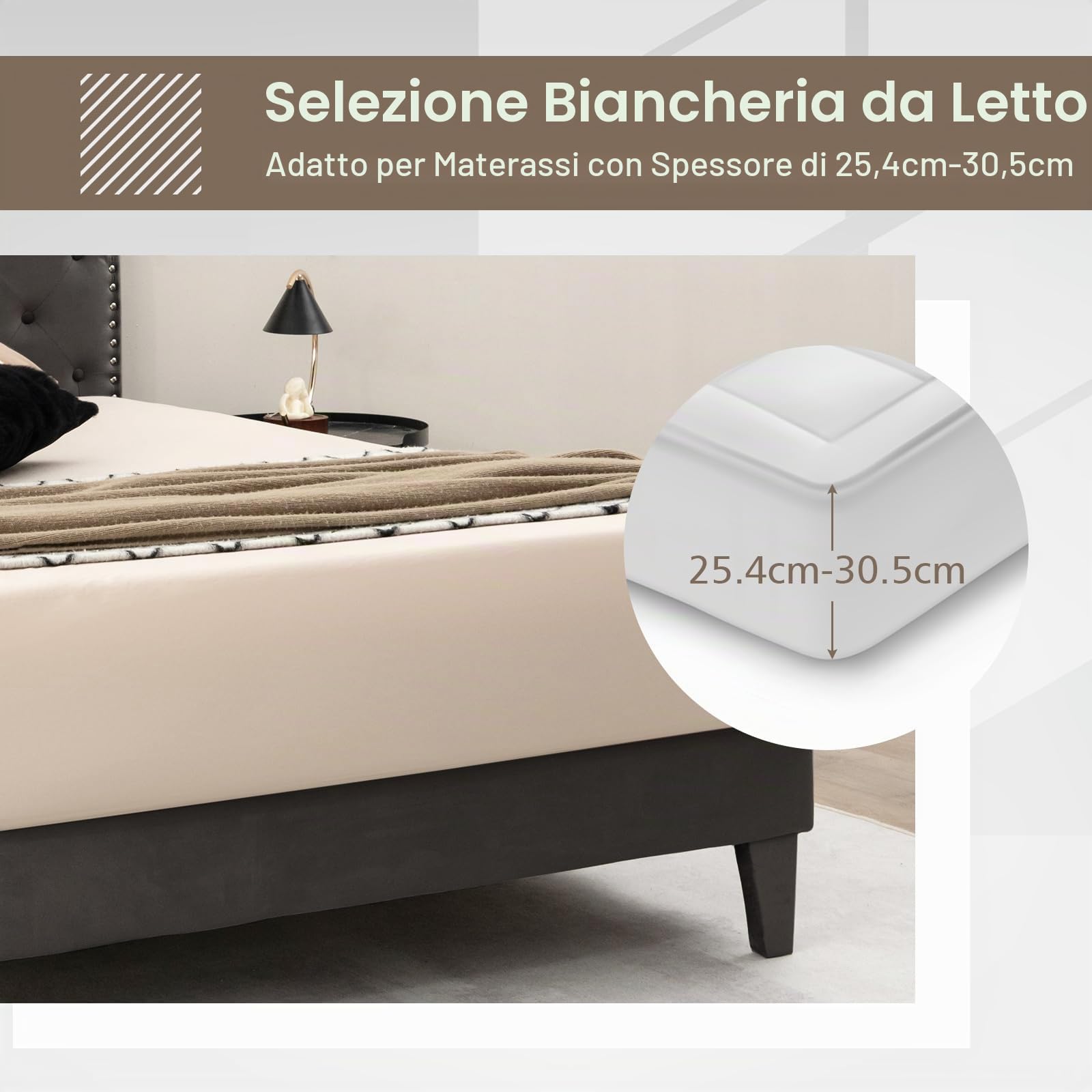 GIANTEX Letto a piattaforma imbottito matrimoniale/reggiseno, struttura del letto moderna con testata con bottoni, senza bisogno di molle, grigio (200X180 CM)