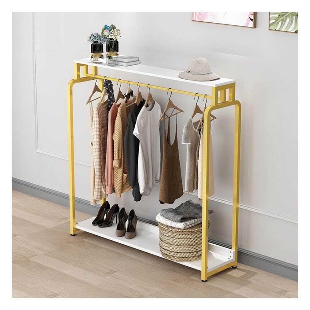 HTTGDGDH Creative Metal Garment Rack, Freestanding Clothing Rack With Storage Shelves And Rod Heavy Duty Retail Display Clothes Racks Wardrobe And Closet Organizer For Bedroom
