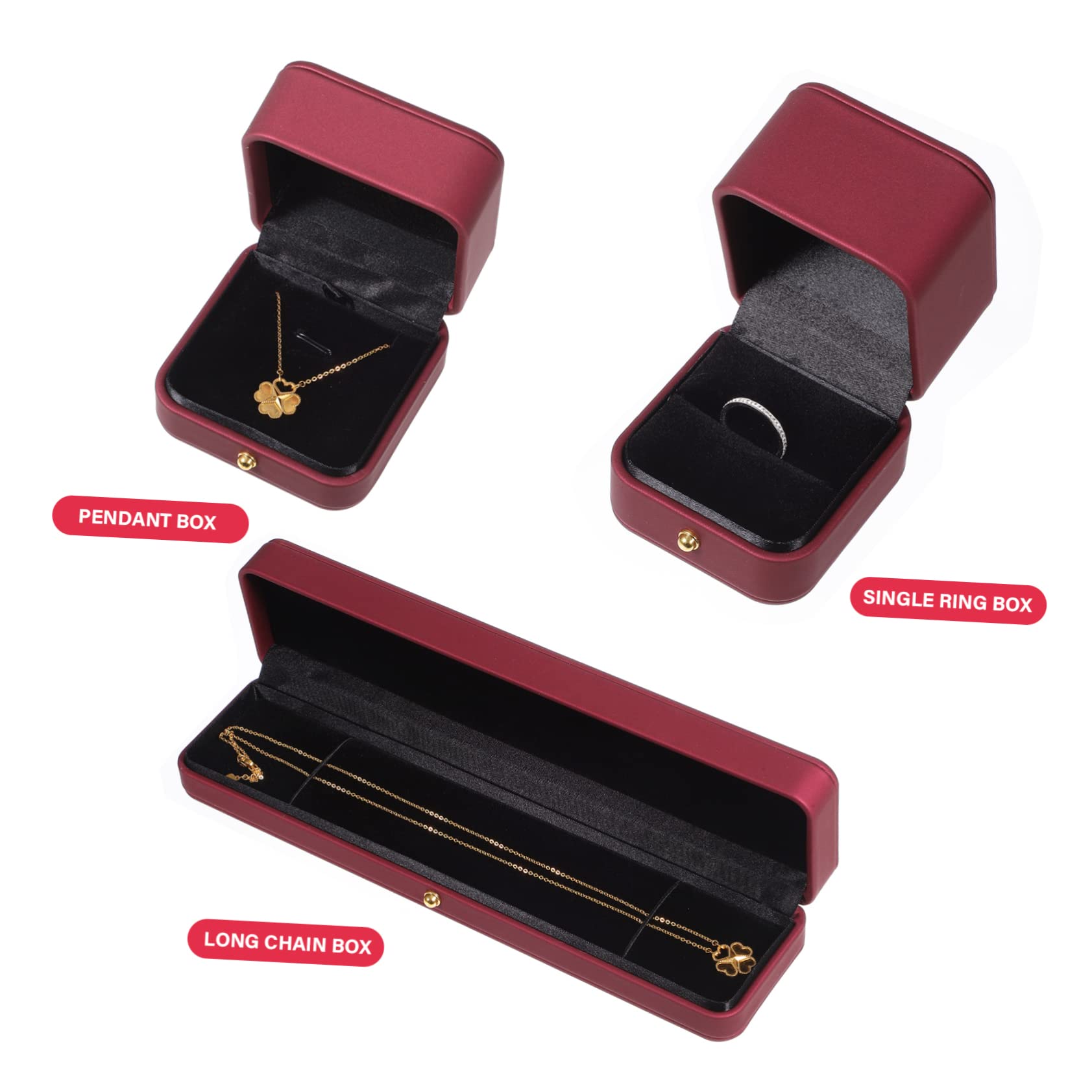 3piezas Joyero Caja Vitrina Estuche Contenedor Guardar Joyas Cuero Sintético Protección