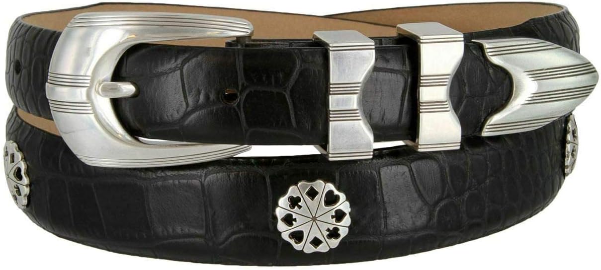 Mens Italian Calfskin Poker Club Designer Dress Golf Belt