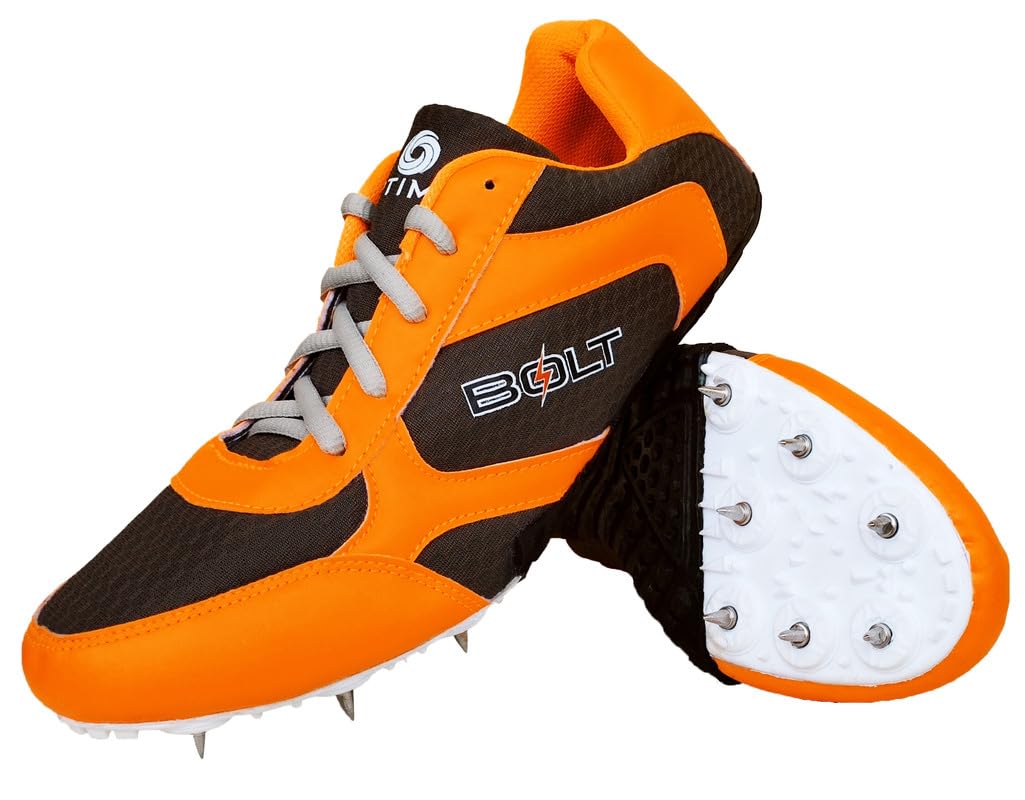 OPTIMUS® Bolt Unisex Running Athletic Spike Shoes - Light Weight with TPU Sole - Orange Size 5 - with Free Set of Spike Nails & Key (B0CD2HYZQG) Amazon Price History, Amazon Price Tracker
