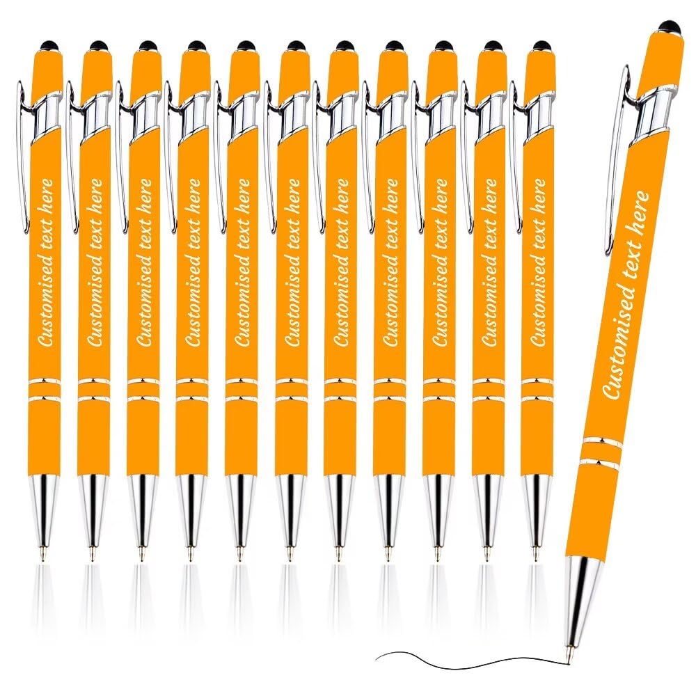 FENGHUO 156 Pcs Custom Pens,Personalized Engraved Laser Ballpoint Pens,Customized Pens with Stylus Tip,Retractable Black Ink Pen for Women Men