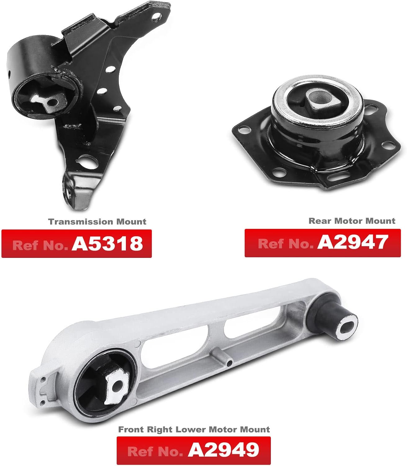 A-Premium 3PCS Engine Motor Mount and Transmission Mount Set Compatible with Dodge Neon 2003 2004 2005 L4 2.0L, Automatic Transmission, Replace# 4668462AC 5086709AB