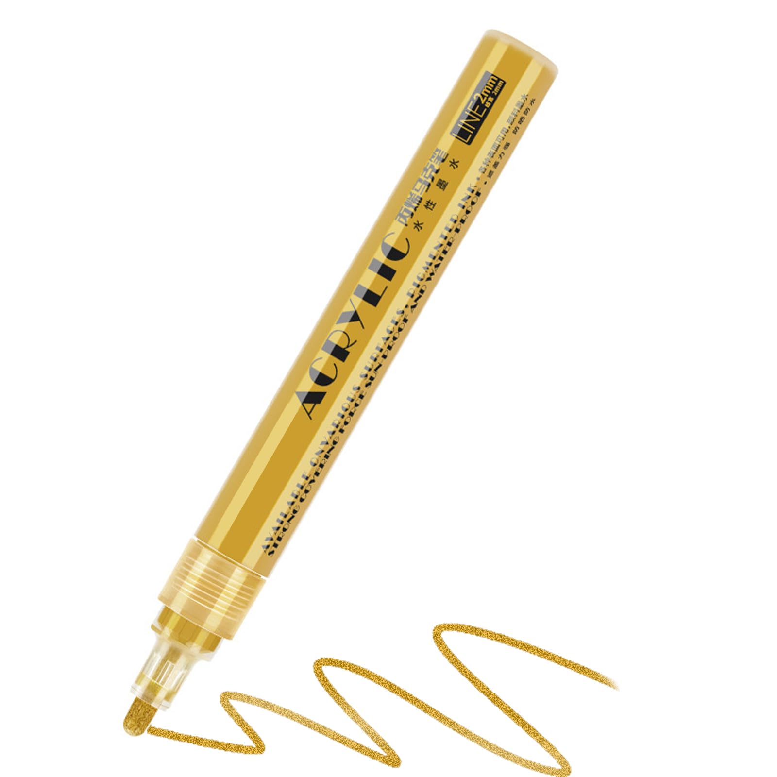 RiyaNed Rotulador permanente, lápiz acrílico dorado de 2,0 mm, 1 marcador textil, adecuado para madera, metal, vidrio, tela, piedra, cerámica, huevos de Pascua, pintura decorativa navideña