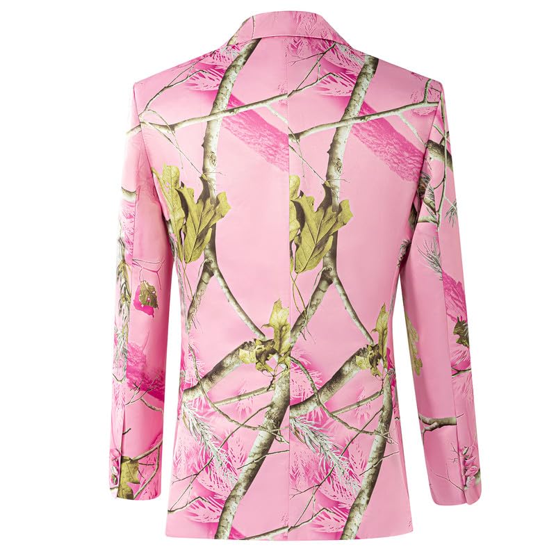 HBDesign Men's Pink Camouflage Suit Twig and Leaf Pattern 2 Button 3 Piece Camo Mens Suit3