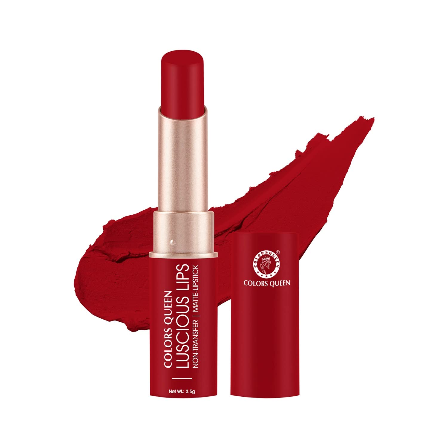 Luscious Lips - Non Transfer Creamy Matte Lipstick | Highly Pigmented with Smooth Application | Long Lasting Lipstick Waterproof | Smudge Proof Lipstick for Women (01 - Red Aurora - 3.5g)