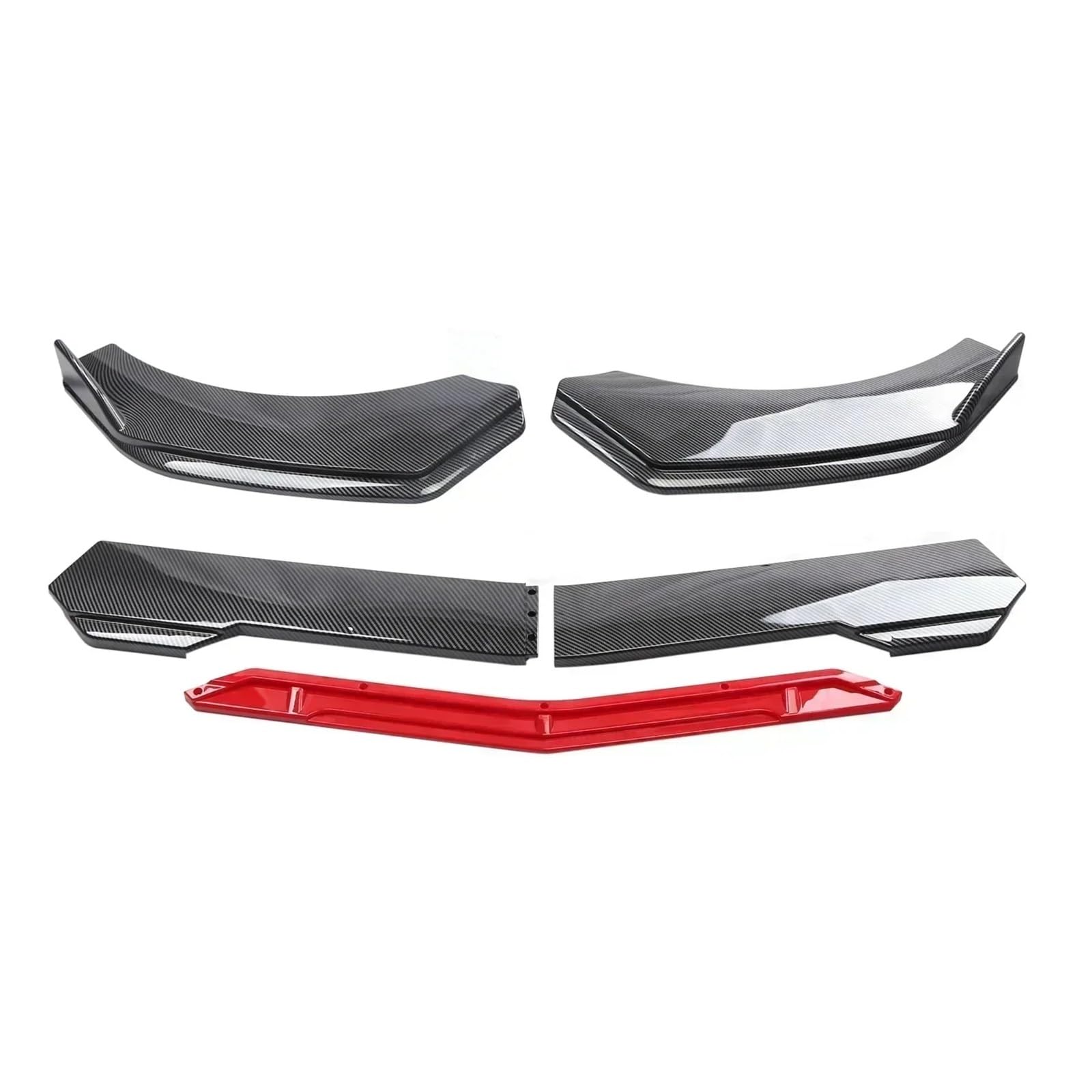 Compatible with Skoda Octavia VRS Superb Car Front Bumper Chin Lip Spoilers Body Kits Splitter Skirt Diffuser Protection Guard Covers(Carbon Fiber and Red)