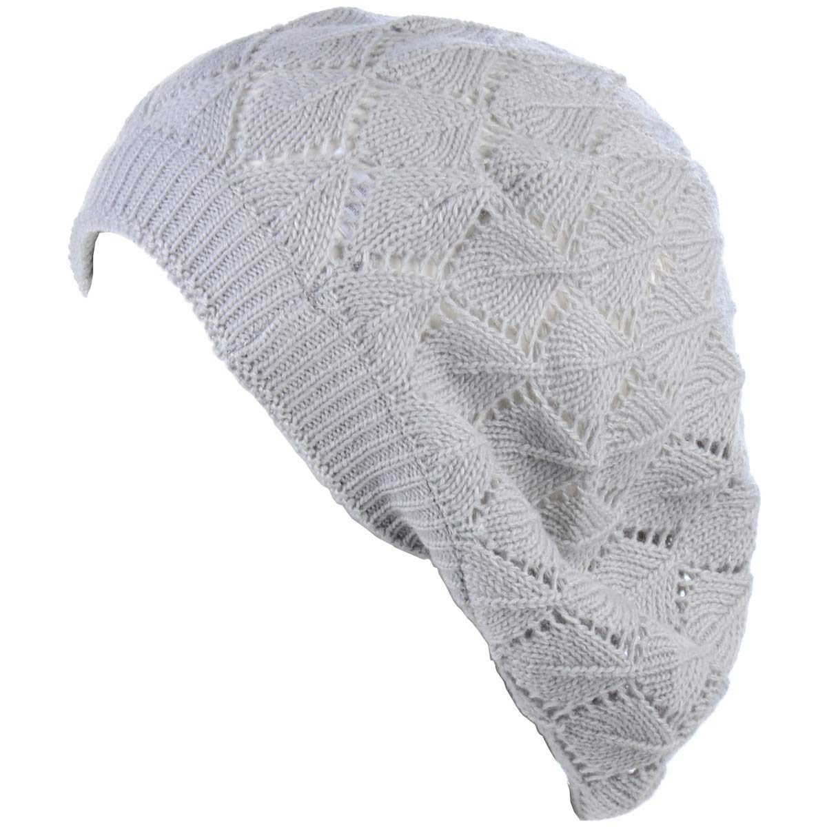 BYOS Women's Slouchy Crochet Beanie Hat - Lightweight Cutout Knit, Airy & Cool For Warmer Weather