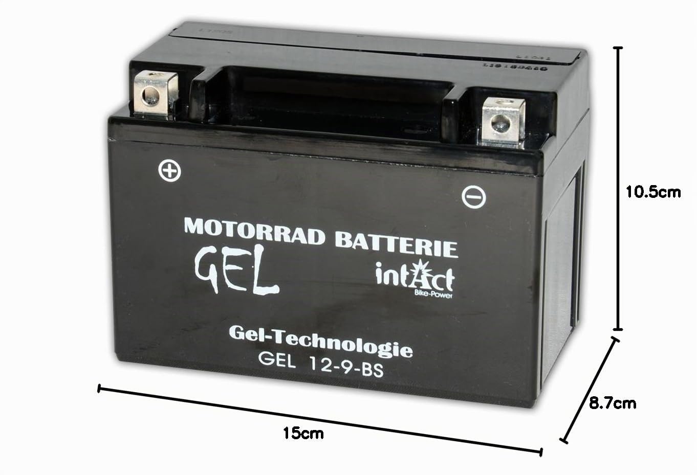 intAct - BATTERIA GEL PER MOTOCICLI Bike-Power GEL12-9-BS. Sostituisce YTX9, YTX9-BS. Batteria per moto 12V 8Ah 170A. Dimensioni: 150x87x105 mm. Con una potenza di avviamento superiore del 30%.