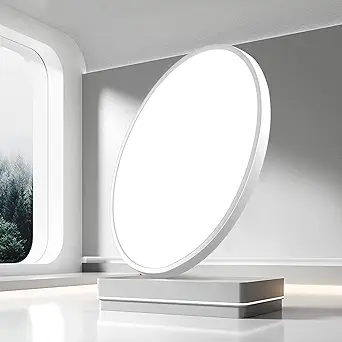 LightingWill 15.7 Inch LED Flush Mount Ceiling Light Fixture, 6000K Cool White, 3800LM, 32W, Flat Modern Round Lighting Fixture, 320W Equivalent White Ceiling Lamp for Kitchens, Bedrooms.etc.