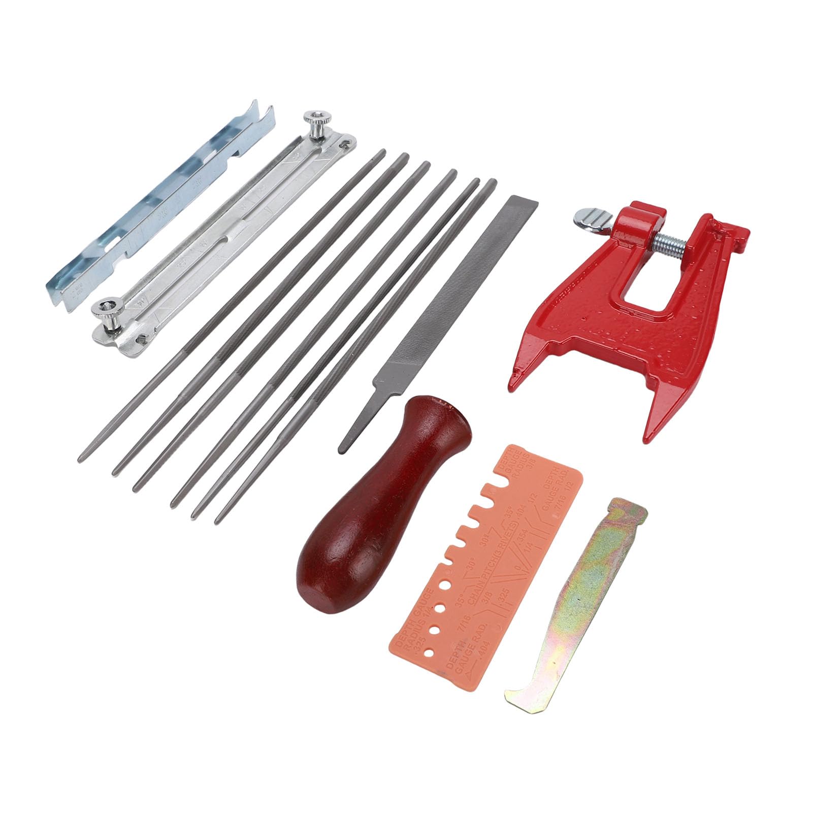 Kit de Lima para Motosierra de 14 Piezas |Afilador de Motosierra Universal con Tornillo de Banco/Lima Plana/medidor de Profundidad |Kit de Afilado portátil para Servicio in