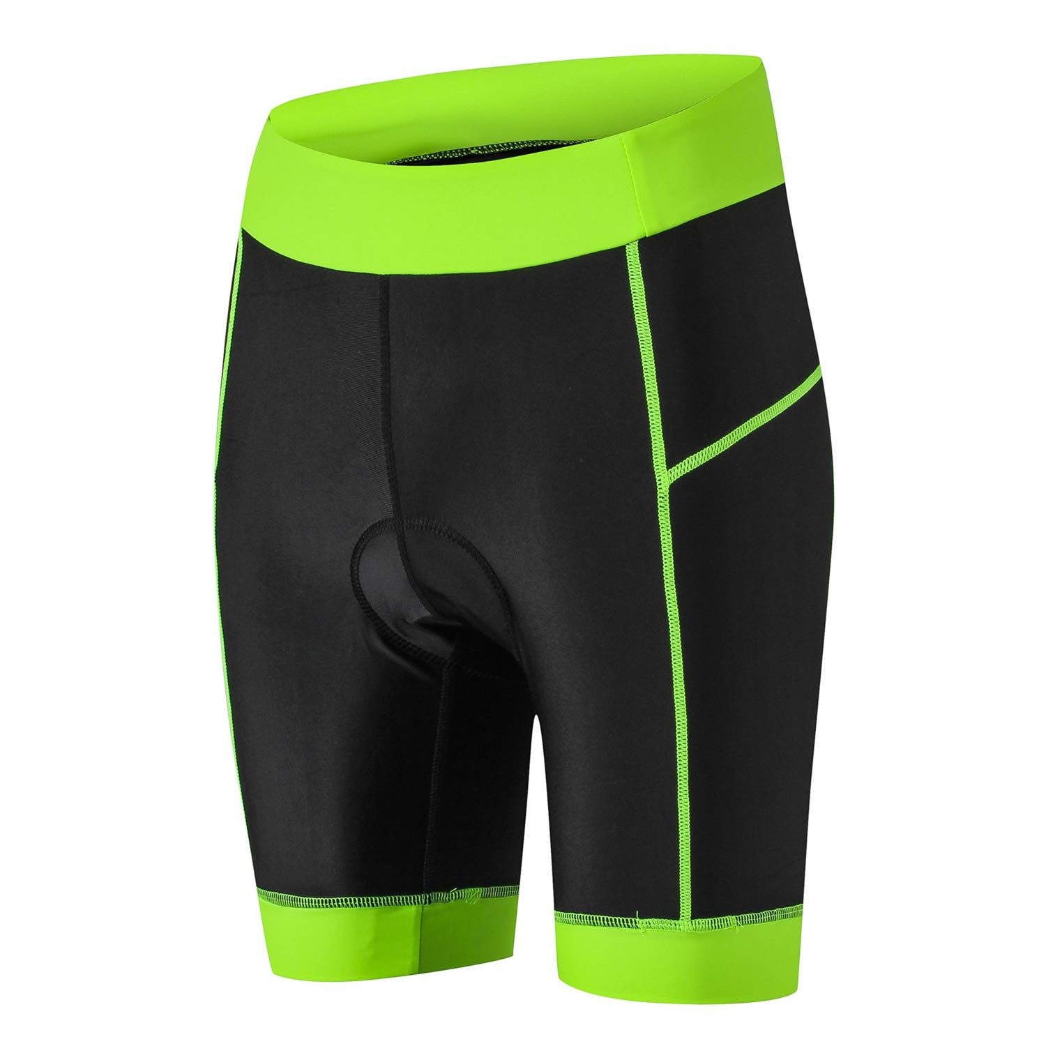 Cycling Shorts Women, 4D Gel Padded Bike Shorts Breathable Ladies Bicycle Tights Comfortable Black-Green