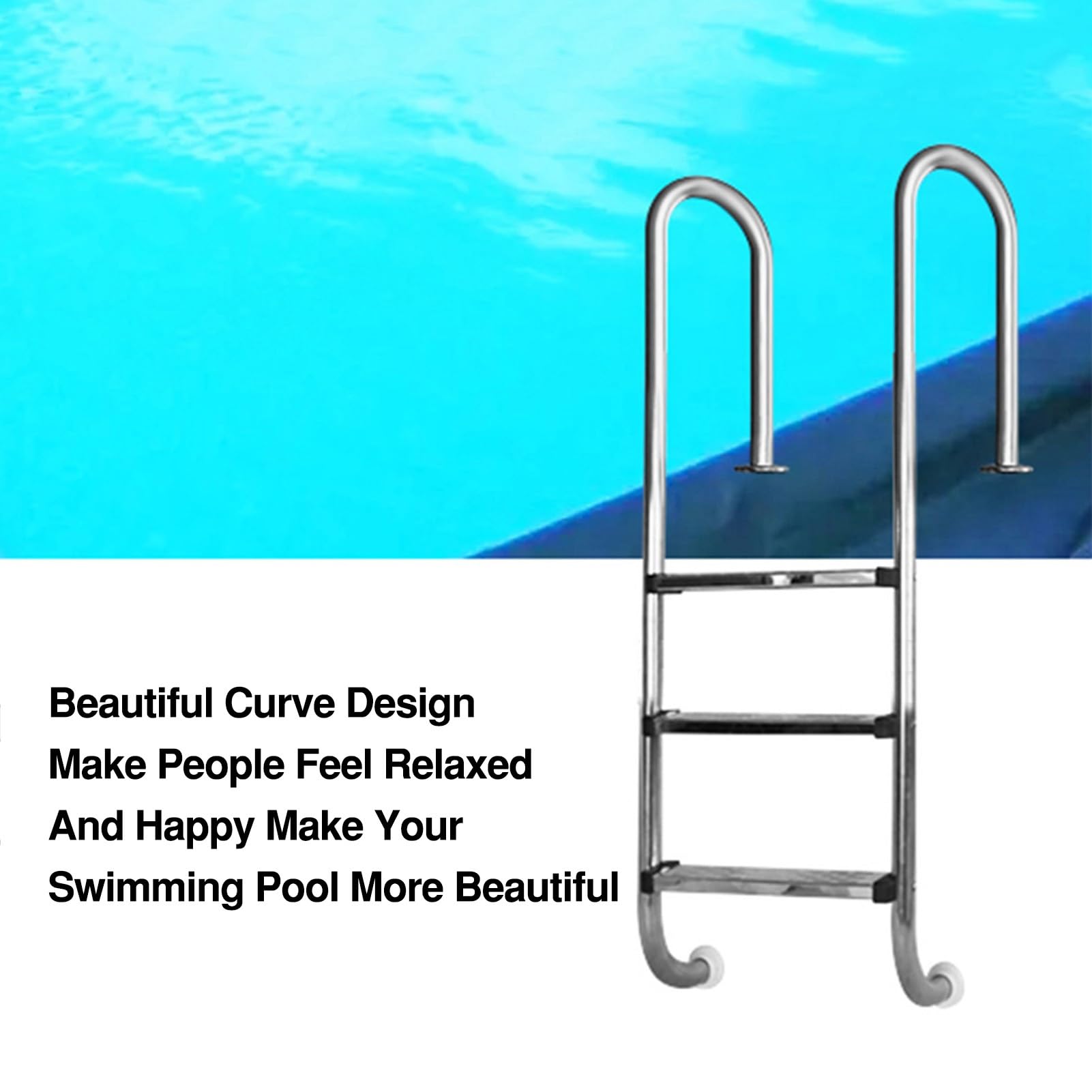Scaletta per Piscina Integrata, gradini Antiscivolo Resistenti, in Acciaio Inox 304, Adatta per Piscine e Spa (2 gradini)