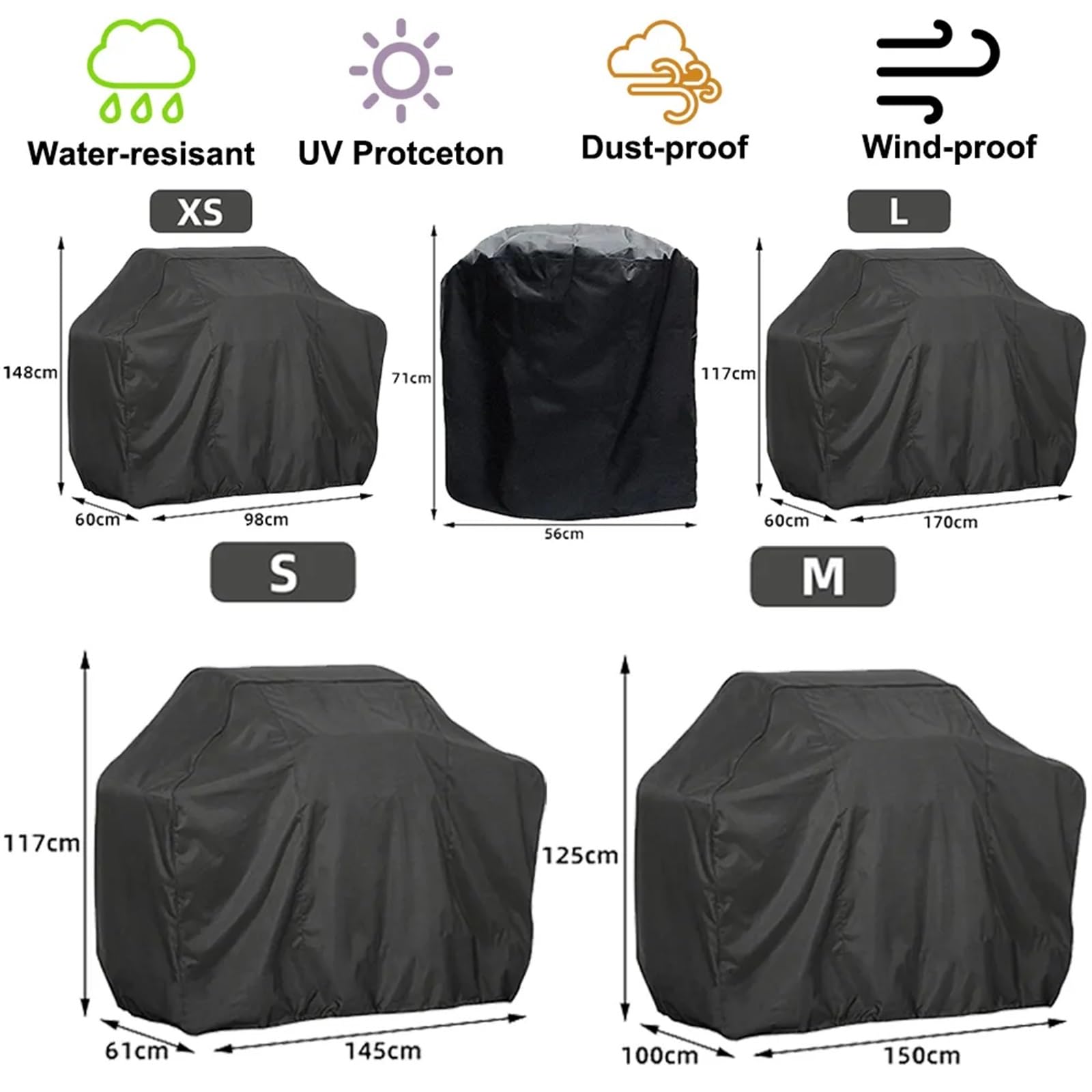 Funda para Parrilla, Funda para Barbacoa, Impermeable, Resistente, para Exteriores, protección contra la Lluvia, Funda para Barbacoa, Funda