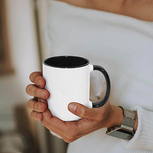 Miniatura 6 de MR.R Tazas de café en blanco de sublimación de 11 onzas, taza blanca con taza de color azul interior y asa, juego de 2