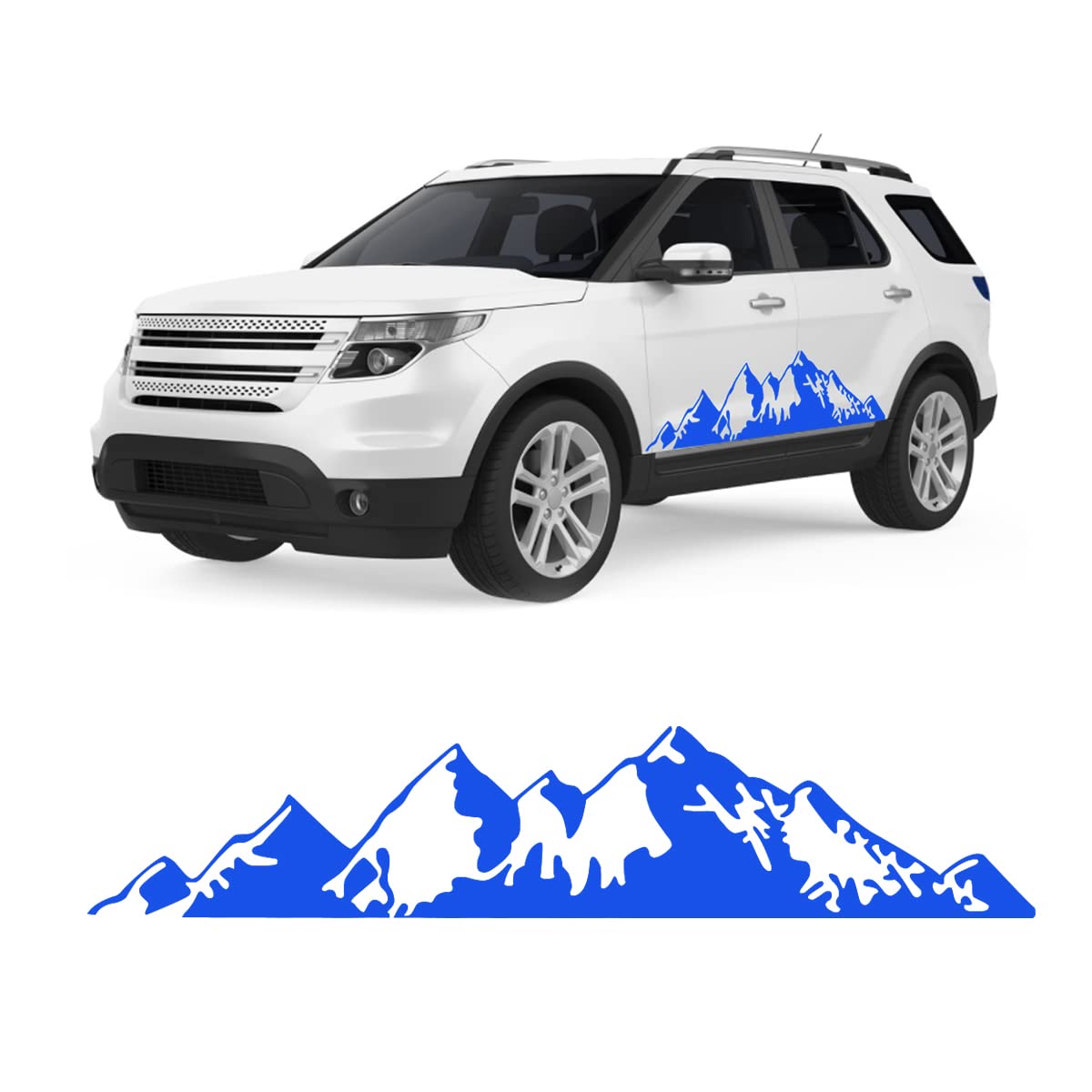 AUCELI Forest and Mountain Car Body Stickers, Car Side Body Stickers Self-Adhesive Mountain Range and Pine Tree Scenery Graphics Decals, Universal Auto Side Door Decorations for Truck SUV (Blue)
