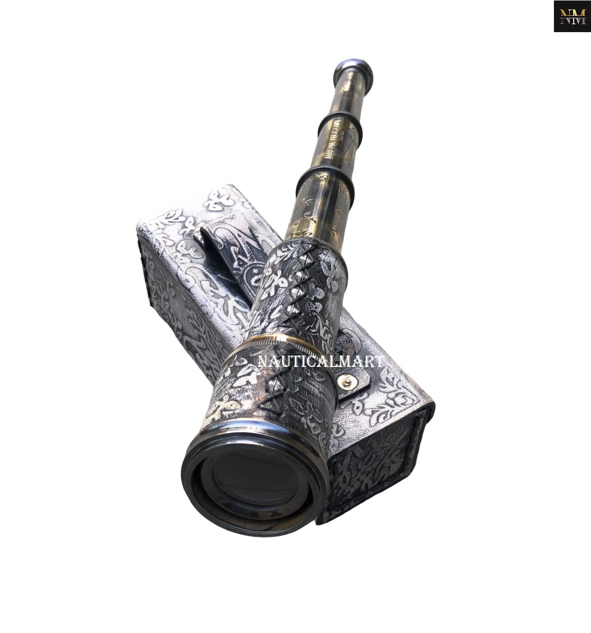 Personalized Nautical Brass Handheld Collectible Marine Solid Brass Telescope Dollond London Functional Vintage Handcrafted Collapsible Pirate Spyglass with Imprinted Leather Case