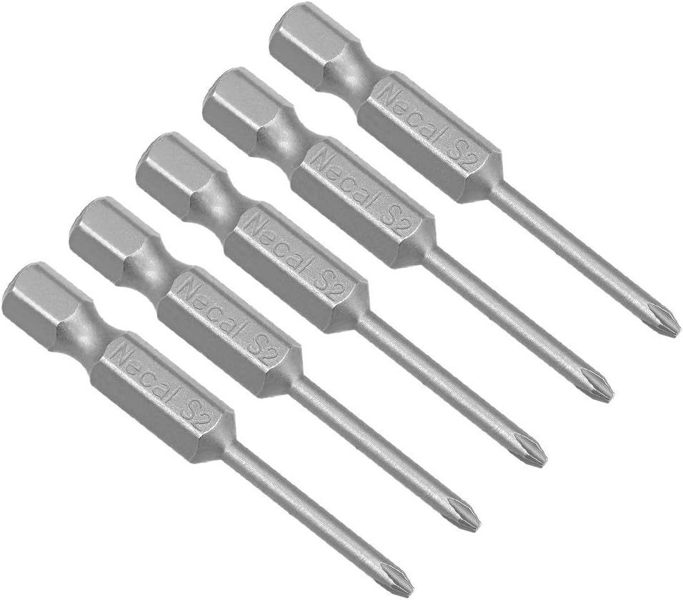 uxcell 5 Pcs 3.5mm PH1 Magnetic Phillips Screwdriver Bits, 1/4 Inch Hex Shank 2-inch Length S2 Power Tool