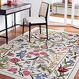 SAFAVIEH Chelsea Collection Accent Rug - 3'9' x 5'9', Ivory & Green, Hand-Hooked French Country Wool, Ideal for High Traffic Areas in Entryway, Living Room, Bedroom (HK335A)