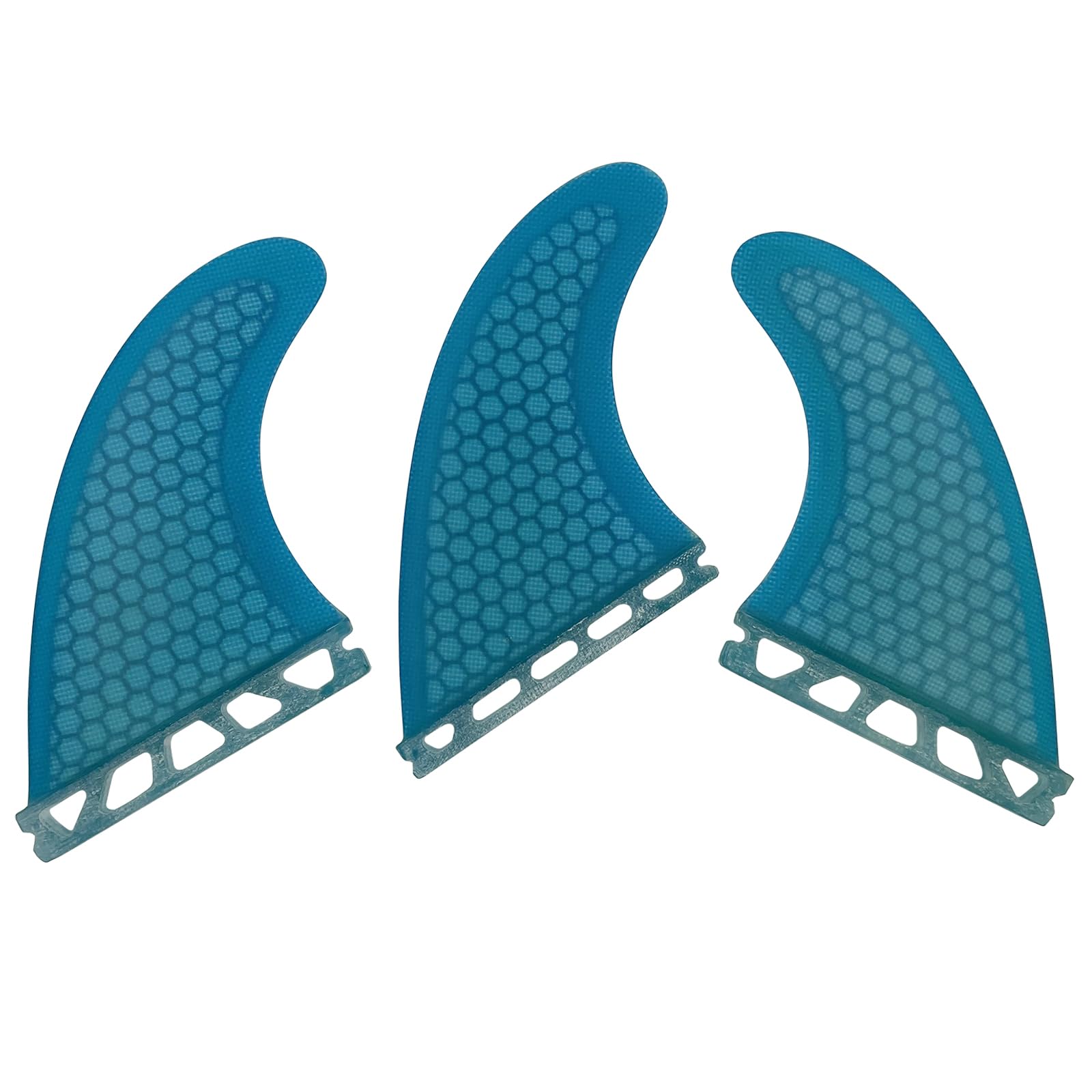 UPSURF Tri Tabla de Surf Aletas Futuro M Tamaño Fibra de Vidrio + Panal G5 propulsor Set (Blanco/Azul/Naranja), Azul