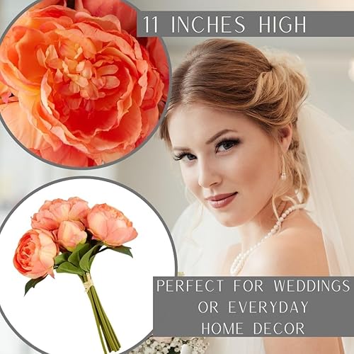 Vista 12 de Factory Direct Craft Buttercream - Ramo de peonías artificiales, paquete de flores de seda artificial para primavera, Pascua, vacaciones, fiestas