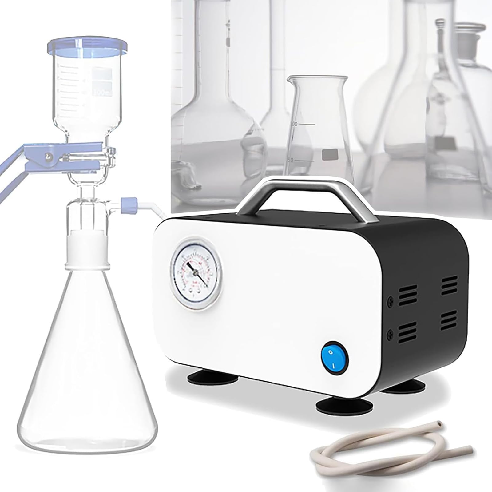 Mini-Laborvakuumpumpe, Ölfreie Membran-Laborvakuumpumpe, 0,075–0,085 MPa Und 10 L/15 L/30 L Pro Minute, Sicherheitsschutz Und Geräuscharmer Betrieb Für Filtrationsarbeiten Im Labor
