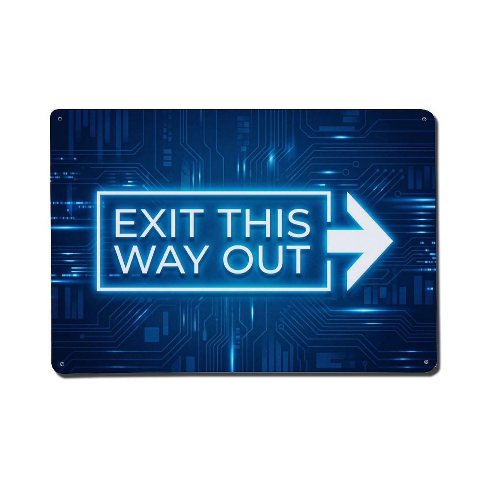 Exit This Way Out Glow in Dark 1 Vintage Metal Tin Sign Plaque Wall Decor for Cafe, Club, Garden Metal Poster 8x12Inch
