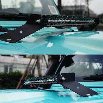 iJDMTOY Hood Mount 20-Inch LED Light Bar Kit Compatible with Jeep 2007-17 Wrangler JK, Includes (1) 100W High Power LED Lightbar, Hood Top Mounting Brackets & On/Off Switch Wiring Kit