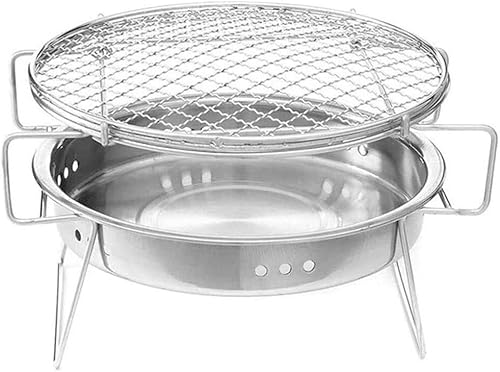 Barbecue Charcoal Grill Stainless Steel Portable Charcoal Grill Barbecue Cooking Stove Round BBQ Grill For Outdoor Picnic Cooking Portable Charcoal