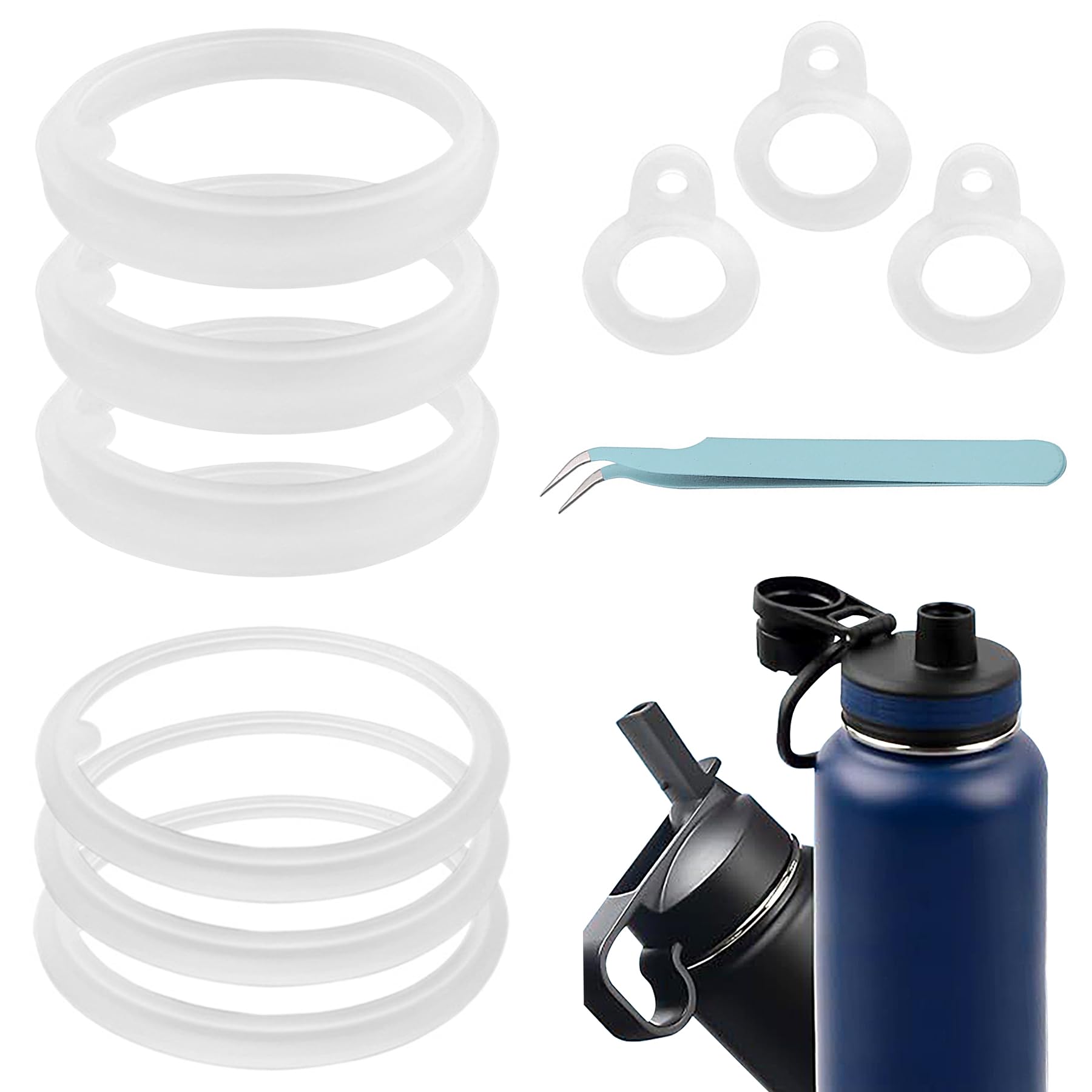 CoguZed 3 Sets of 9 Silicone Gaskets for Water Bottles, Compatible with Thermoflask & Takeya Lids 40oz, Perfect for Straw Lid, Chug Lid & Spout
