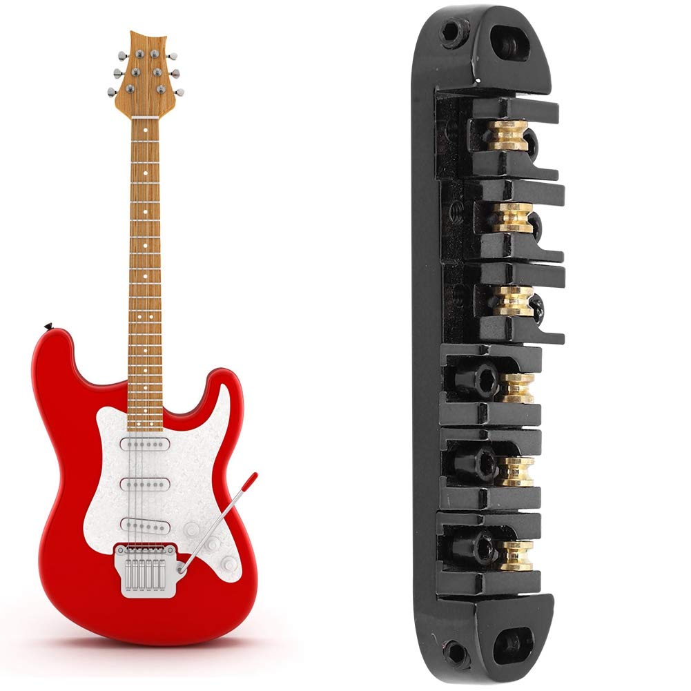 Generic Practical Convenient Guitar Bridge Tailpiece, Electric Guitar Part, for Guitar General Purpose Beginner Ukulele(Black)