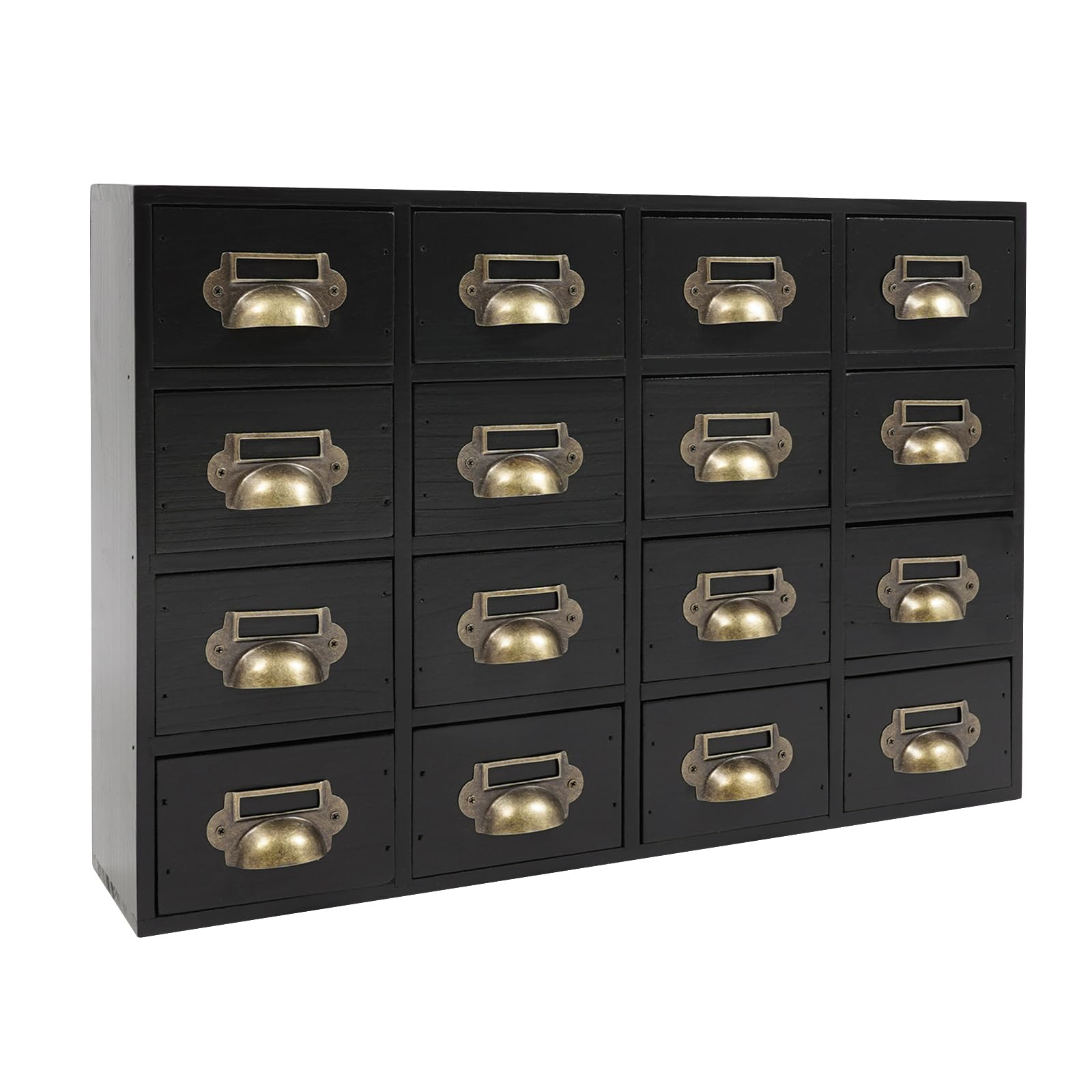 Armoire à tiroirs avec 16 tiroirs - Boîte de rangement pour bureau - Pour cosmétiques, bijoux, papeterie - 50 x 10 x 35 cm (noir)
