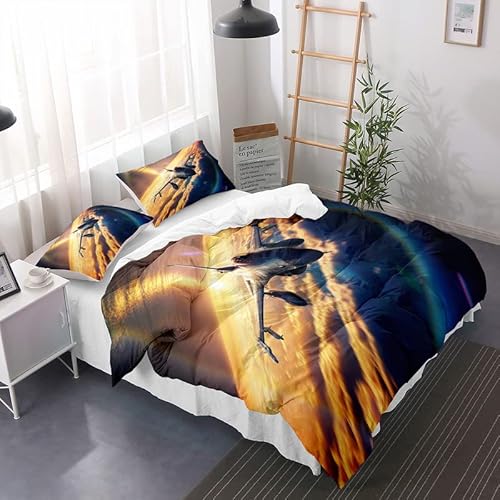 Jingzhang Airplane Duvet Cover, Aircraft Bedding Set Aviation Quilt Cover For Kids Boys Girls Teens, Clouds Trendy Duvet Cover Decor Full Size #TOP2